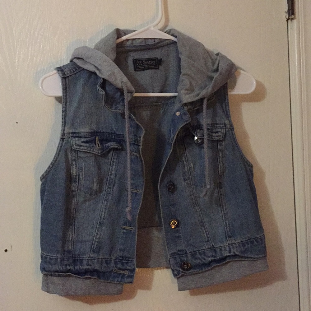 Demin hooded vest